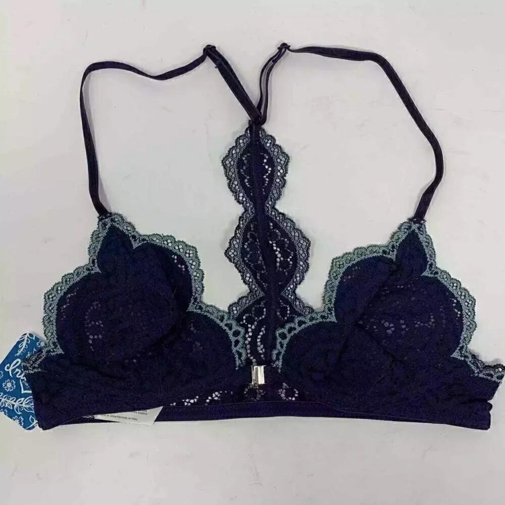 Free People Slow Dance Underwire Bra in Deep Navy Size 32D NWT